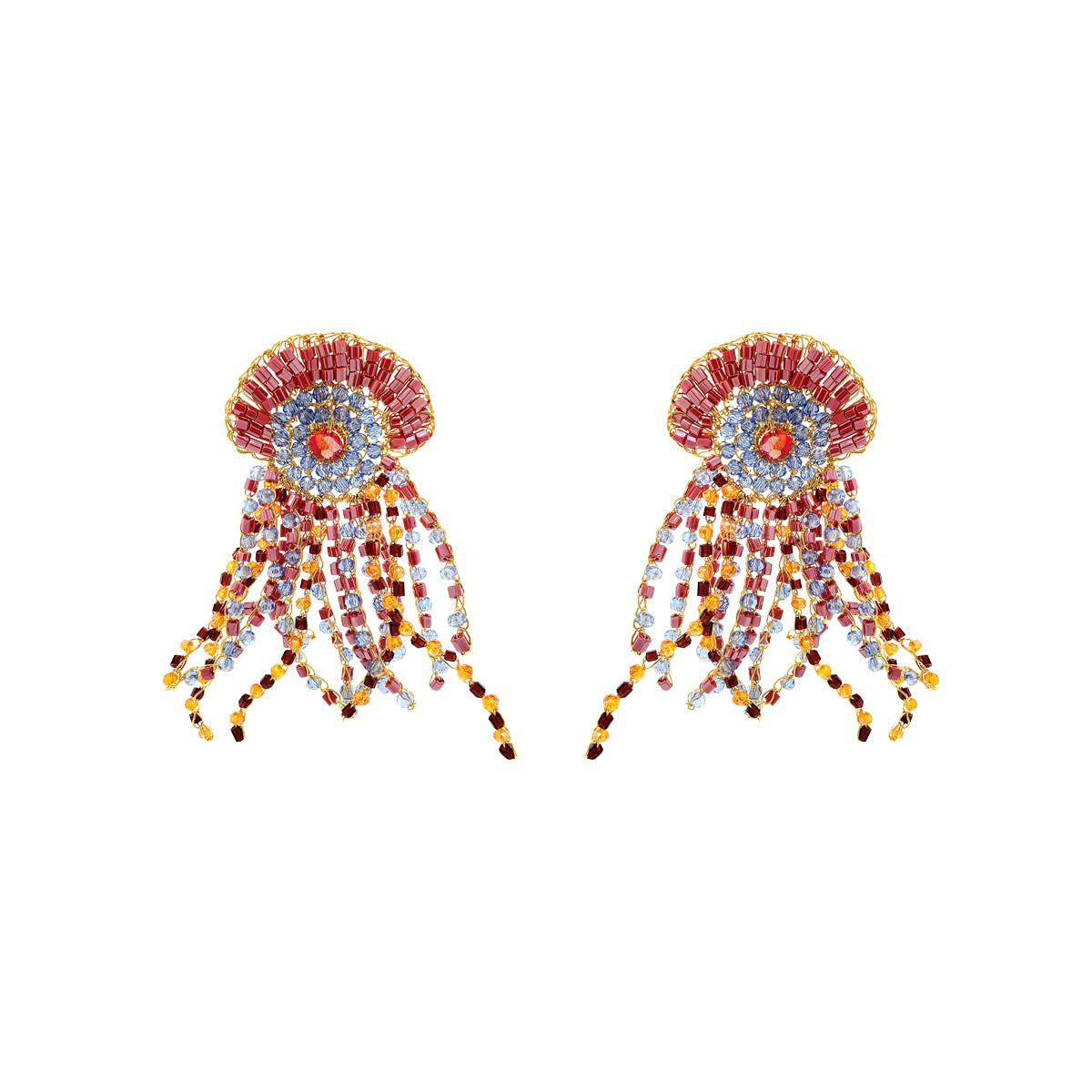 Sunrise Mix Oceanus Maxi Handmade Crochet Earrings