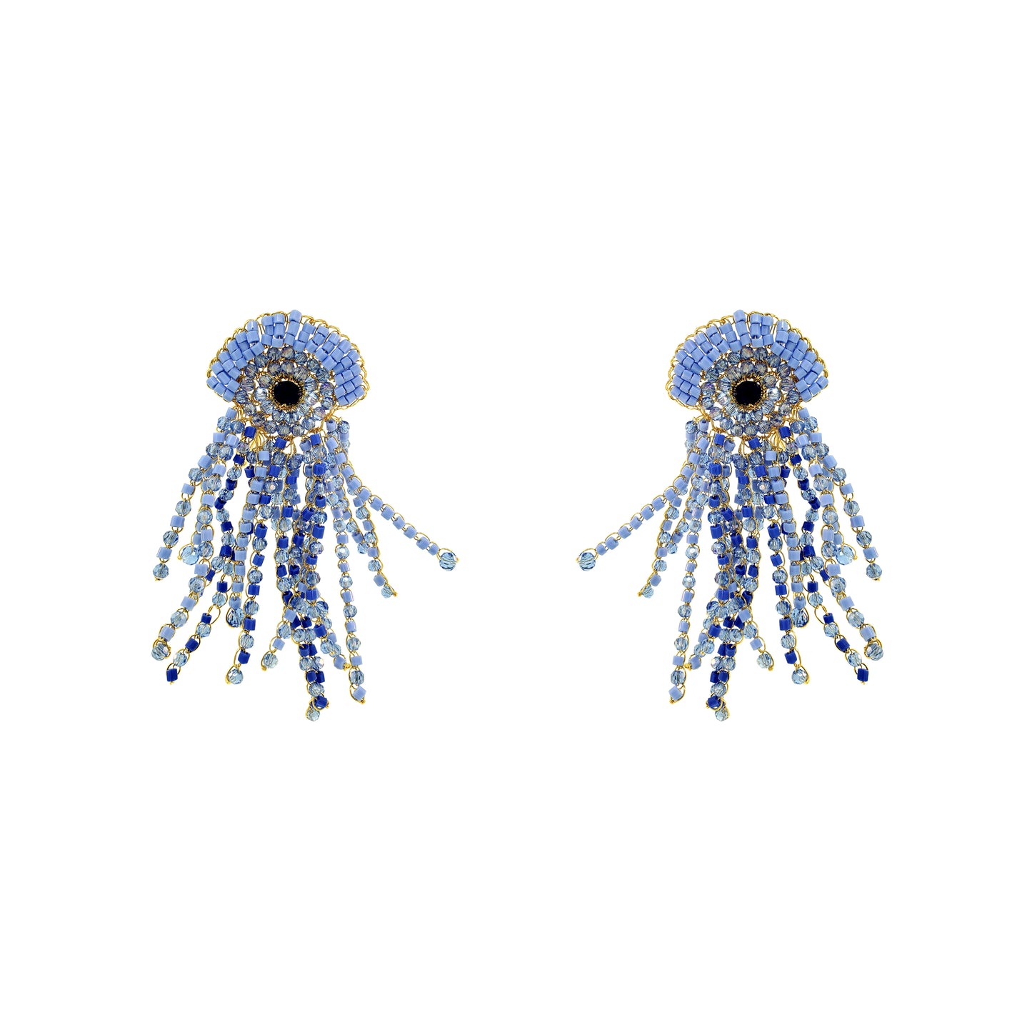 Sky Blue Mix Oceanus Maxi Handmade Crochet Earrings
