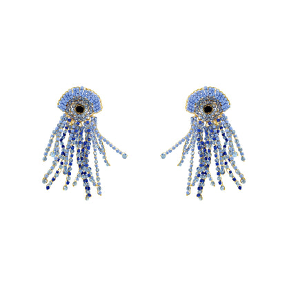 Sky Blue Mix Oceanus Maxi Handmade Crochet Earrings