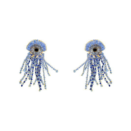 Sky Blue Mix Oceanus Maxi Handmade Crochet Earrings