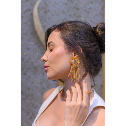 Butter Yellow Mix Oceanus Maxi Handmade Crochet Earrings