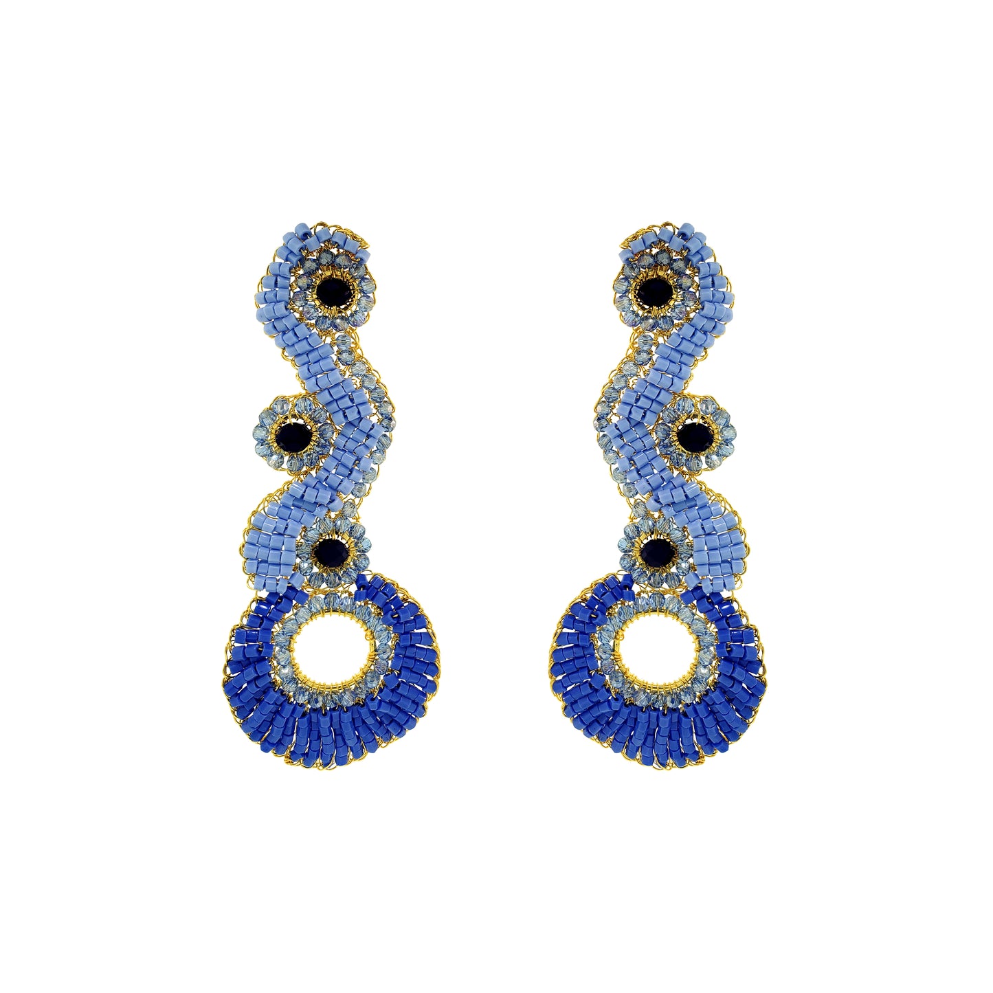 Sky Blue Mix Triton Maxi Handmade Crochet Earrings