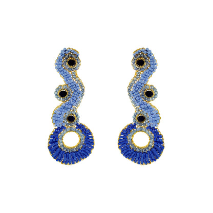 Sky Blue Mix Triton Maxi Handmade Crochet Earrings