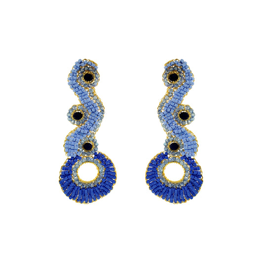 Sky Blue Mix Triton Maxi Handmade Crochet Earrings