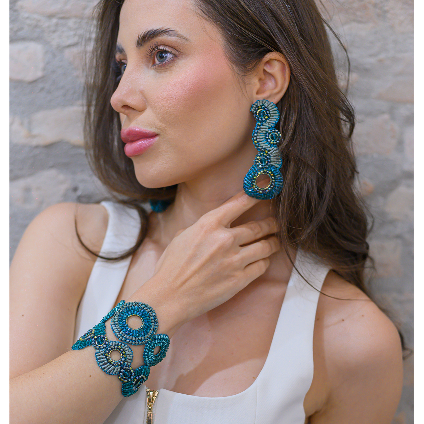 Teal Mix Gia Handmade Crochet Bracelet