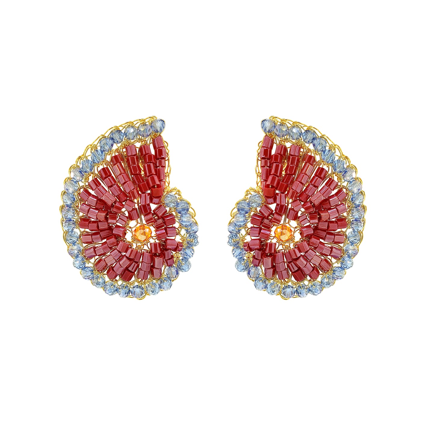 Sunrise Mix Triton Post Handmade Crochet Earrings