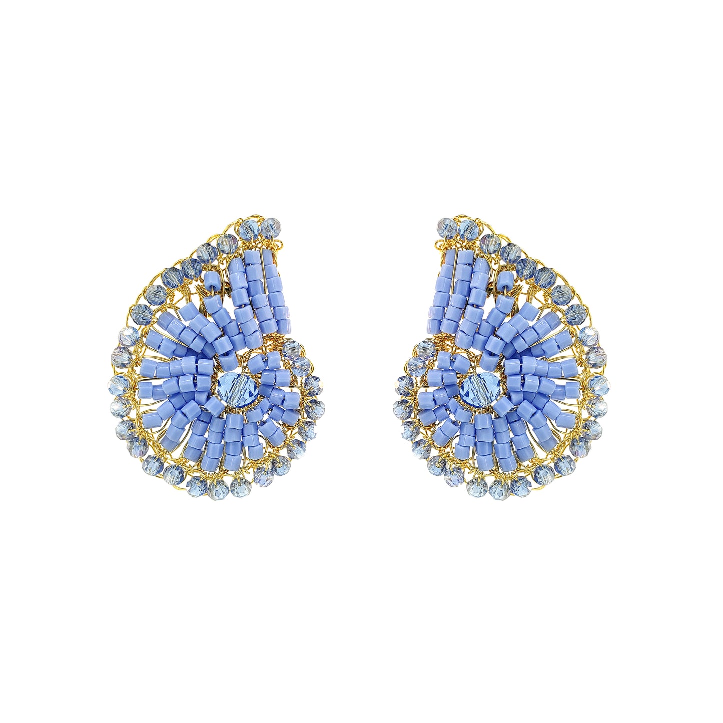 Sky Blue Mix Triton Post Handmade Crochet Earrings