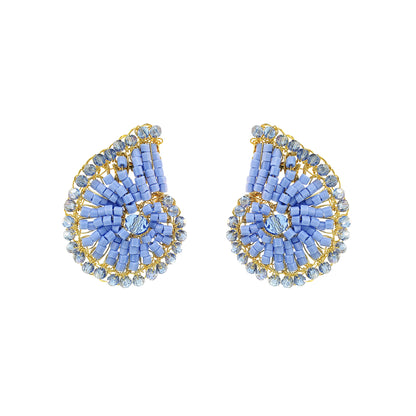 Sky Blue Mix Triton Post Handmade Crochet Earrings