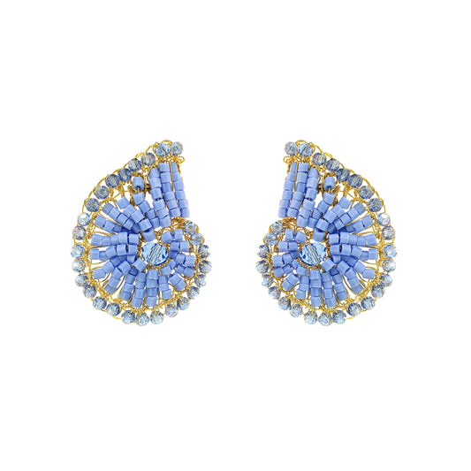 Sky Blue Mix Triton Post Handmade Crochet Earrings