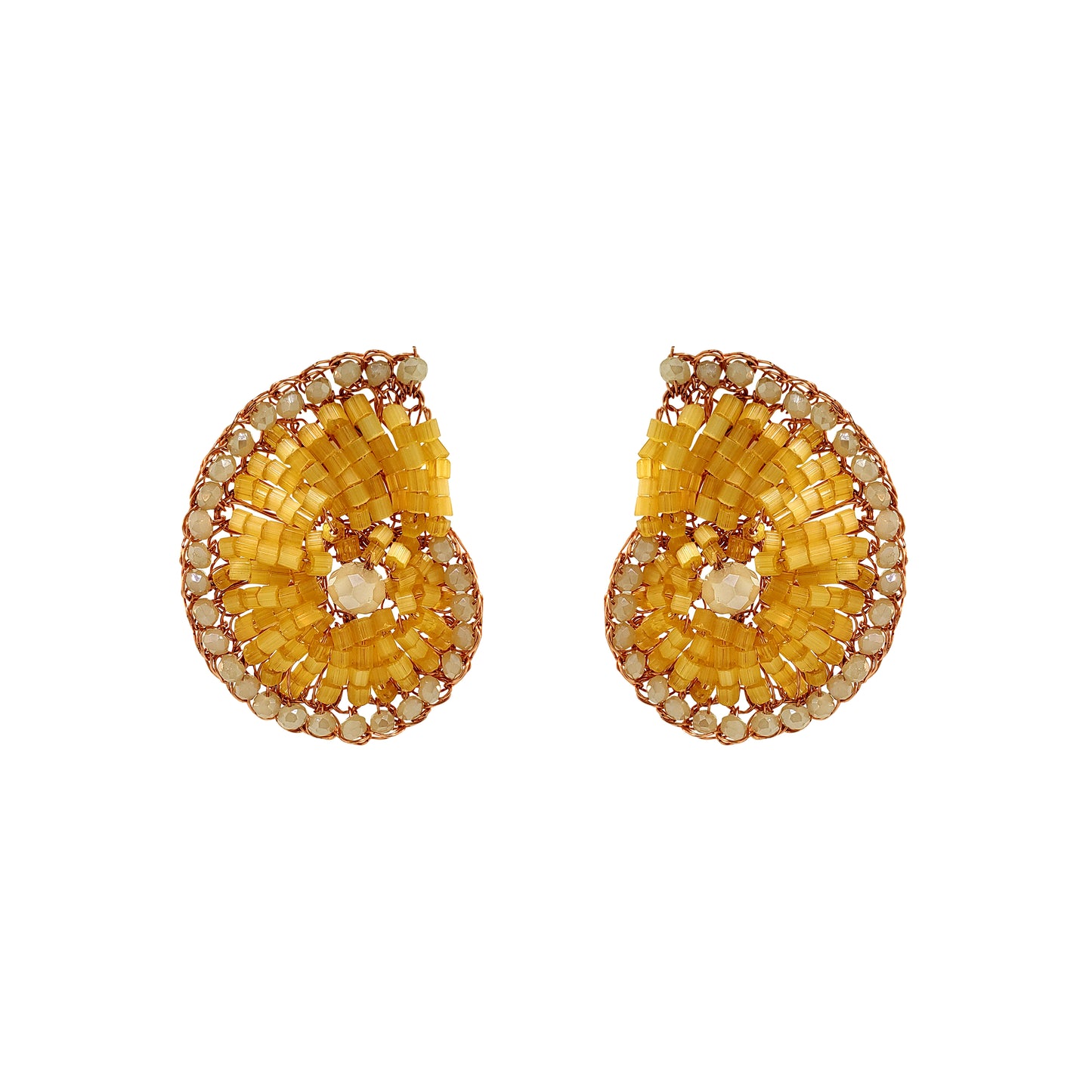 Butter Yellow Mix Triton Post Handmade Crochet Earrings