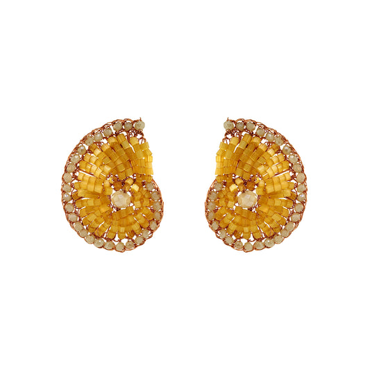 Butter Yellow Mix Triton Post Handmade Crochet Earrings