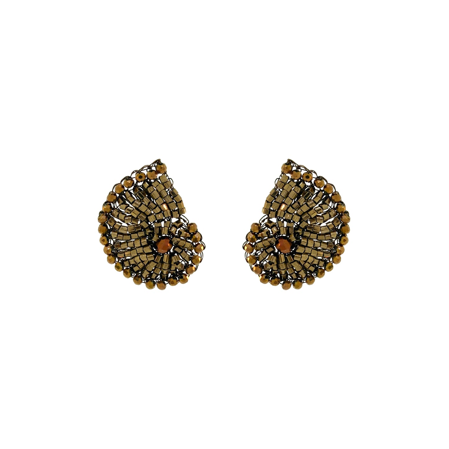 Sepia Mix Triton Post Handmade Crochet Earrings