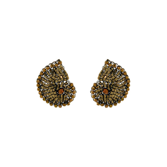 Sepia Mix Triton Post Handmade Crochet Earrings