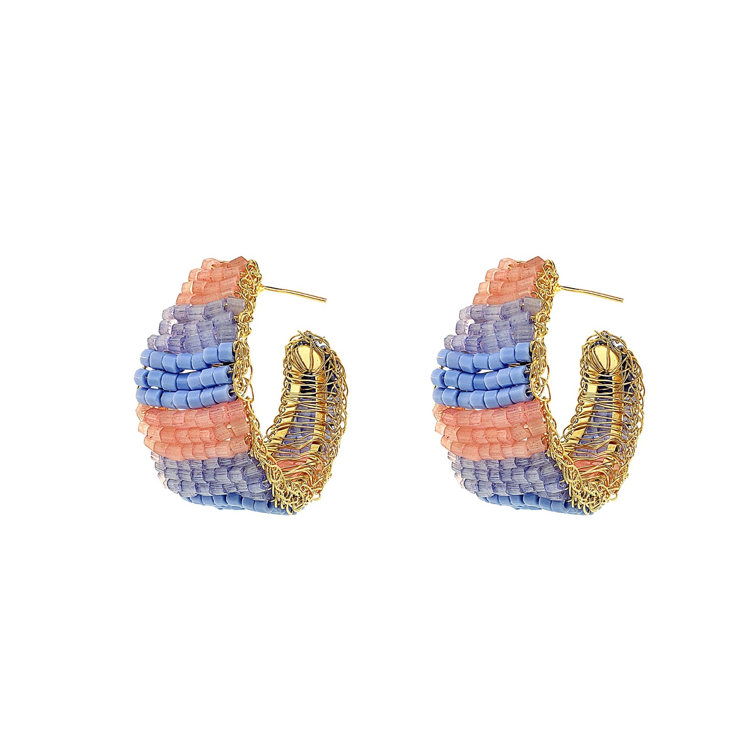 Soft Pink & Blue Mix Nyx Hoop Handmade Crochet Earrings