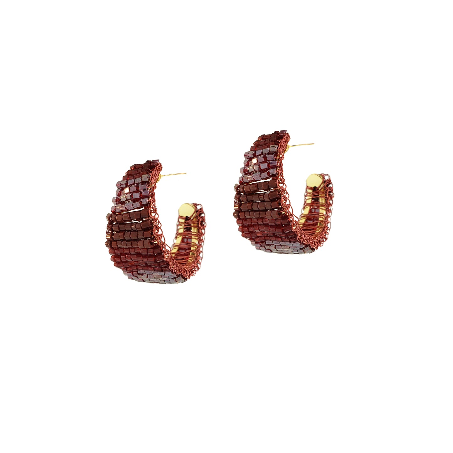 Burgundy Mix Nyx Hoop Handmade Crochet Earrings
