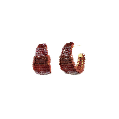 Burgundy Mix Nyx Hoop Handmade Crochet Earrings