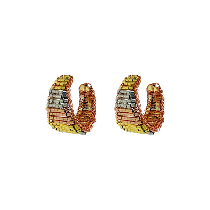 Trio Gold Mix Nyx Hoop Handmade Crochet Earrings