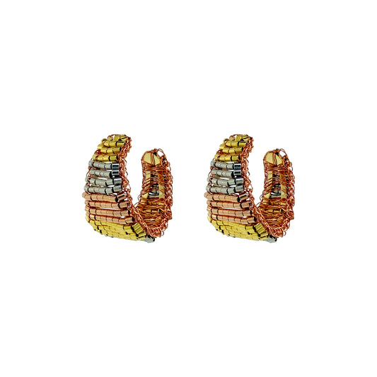 Trio Gold Mix Nyx Hoop Handmade Crochet Earrings
