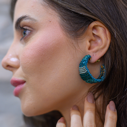 Teal Mix Nyx Hoop Handmade Crochet Earrings