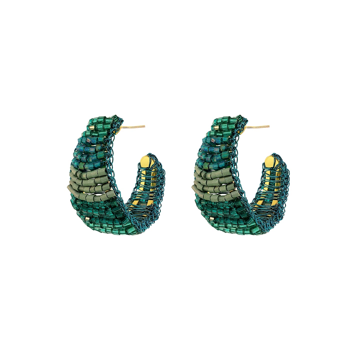 Teal Mix Nyx Hoop Handmade Crochet Earrings