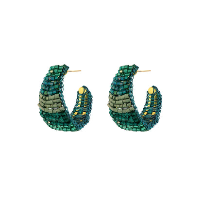 Teal Mix Nyx Hoop Handmade Crochet Earrings