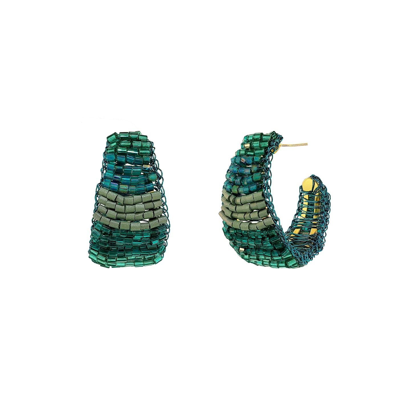 Teal Mix Nyx Hoop Handmade Crochet Earrings