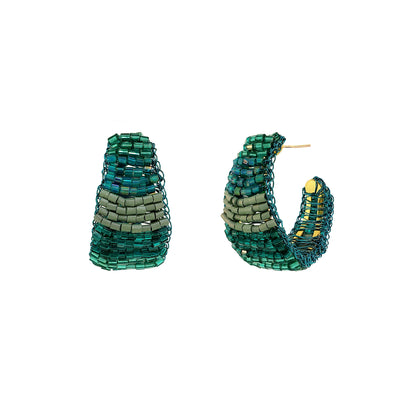 Teal Mix Nyx Hoop Handmade Crochet Earrings