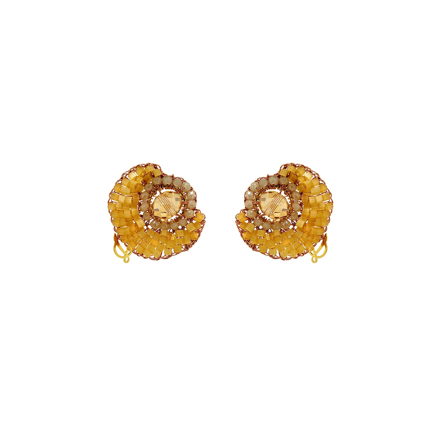 Butter Yellow Mix Eos Mini Post Handmade Crochet Earrings