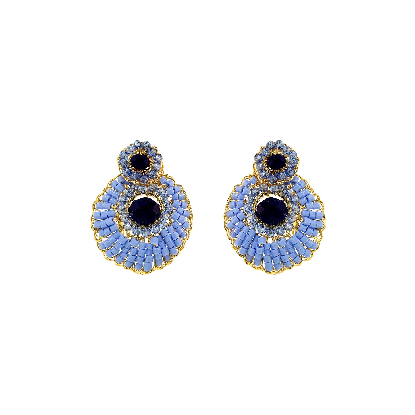 Sky Blue Mix Eos Drop Handmade Crochet Earrings