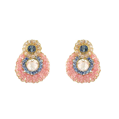 Soft Pink and Blue Mix Eos Drop Handmade Crochet Earrings