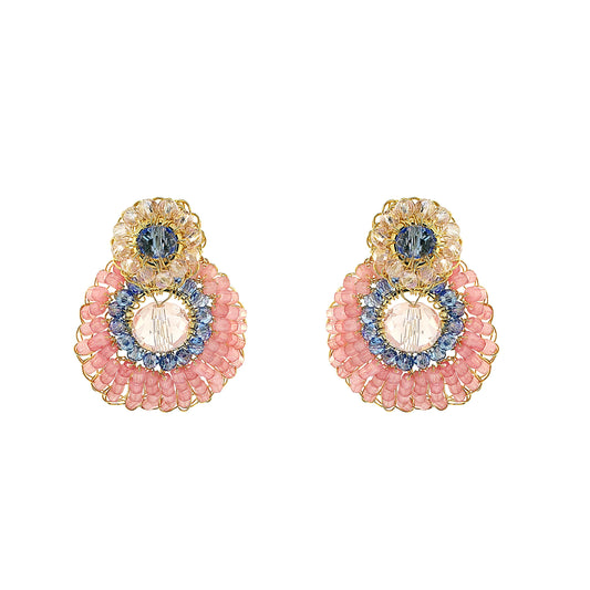 Soft Pink and Blue Mix Eos Drop Handmade Crochet Earrings
