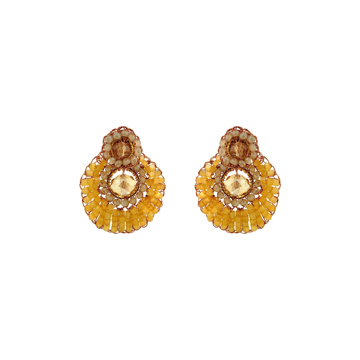 Butter Yellow Mix Eos Drop Handmade Crochet Earrings