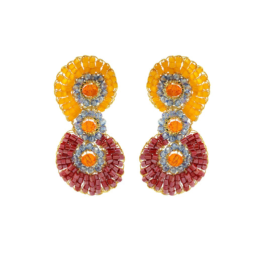 Sunrise Mix Aura Duo Handmade Crochet Earrings