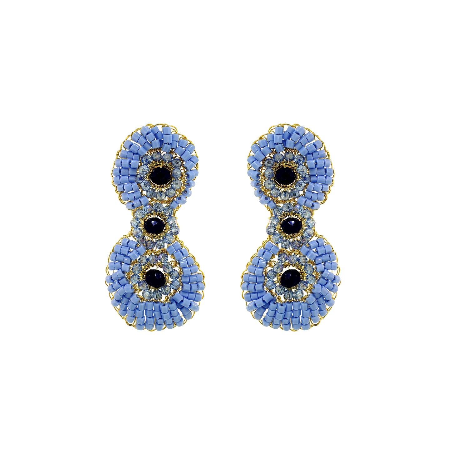 Sky Blue Mix Aura Duo Handmade Crochet Earrings