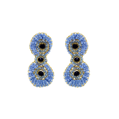 Sky Blue Mix Aura Duo Handmade Crochet Earrings