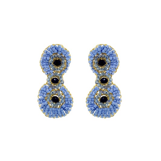 Sky Blue Mix Aura Duo Handmade Crochet Earrings