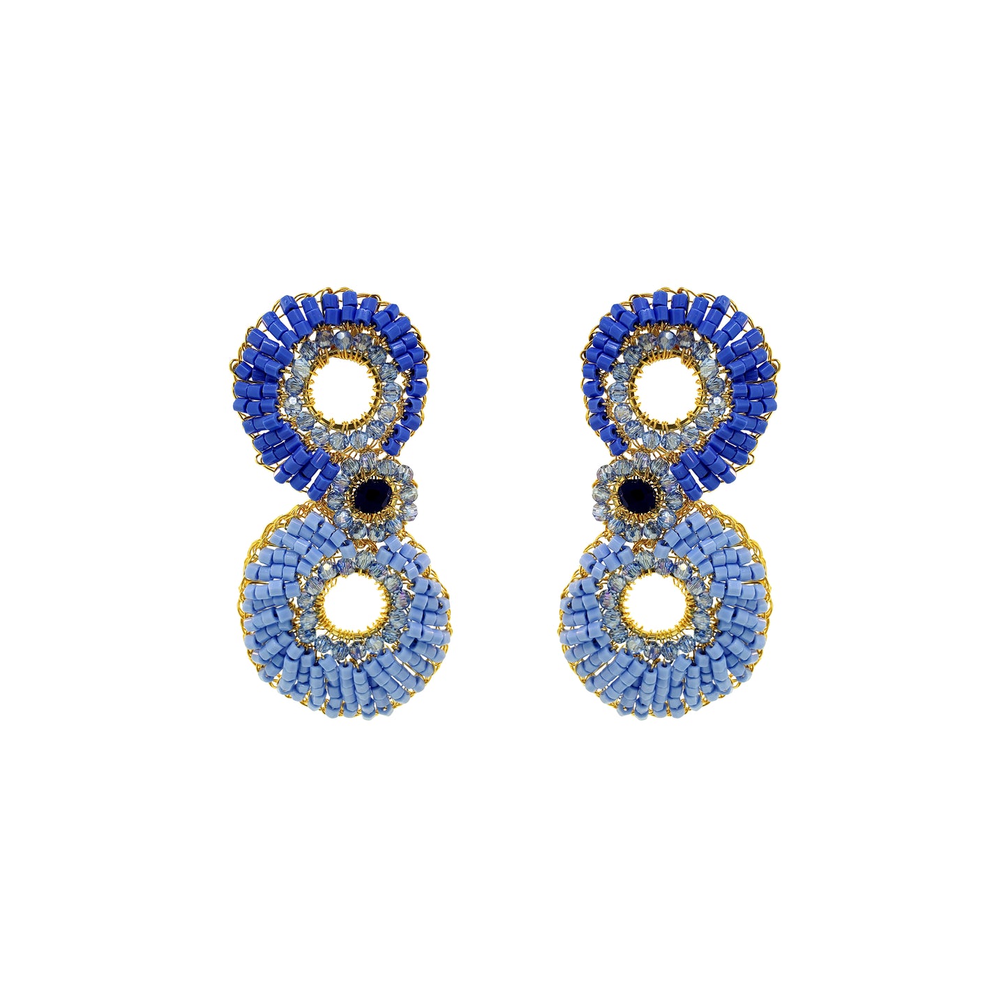 Sky Blue Mix Aura Maxi Handmade Crochet Earrings