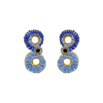 Sky Blue Mix Aura Maxi Handmade Crochet Earrings