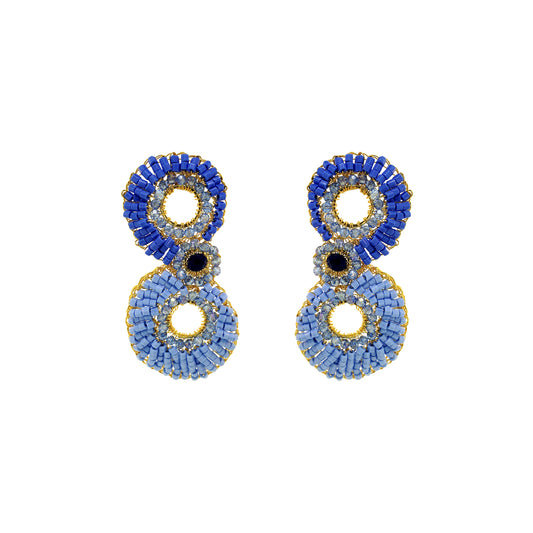Sky Blue Mix Aura Maxi Handmade Crochet Earrings