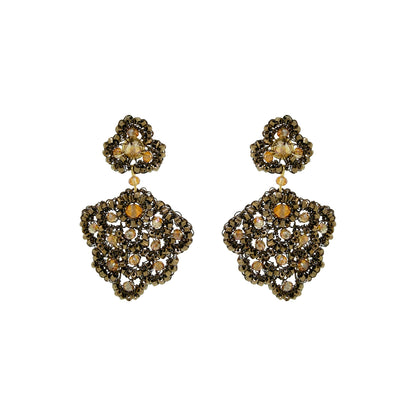 Sepia Mix Poppy Cascade Handmade Crochet Earrings
