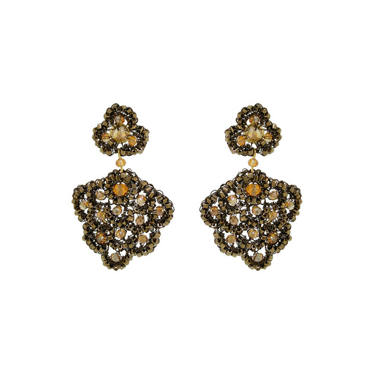 Sepia Mix Poppy Cascade Handmade Crochet Earrings