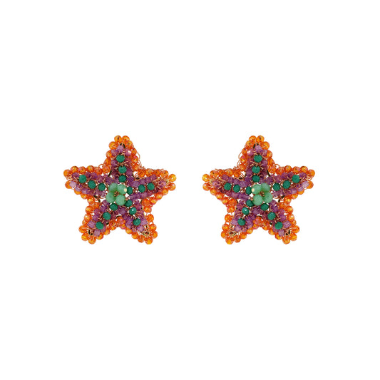 Post-orange-teal-purple-Gold-Sea-Star-Handmade-Crochet-Earrings-18k-gold-filled-wire-hypoallergenic-lightweight-statement-soul-brazilian-collection