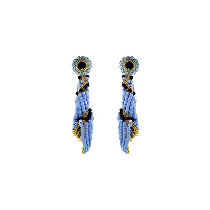 Sky Blue Mix Tower Shell Handmade Crochet Earrings