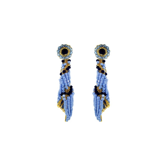 Sky Blue Mix Tower Shell Handmade Crochet Earrings