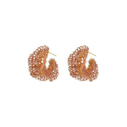 Peach Pink Nalu Maxi Hoops Handmade Crochet Earrings