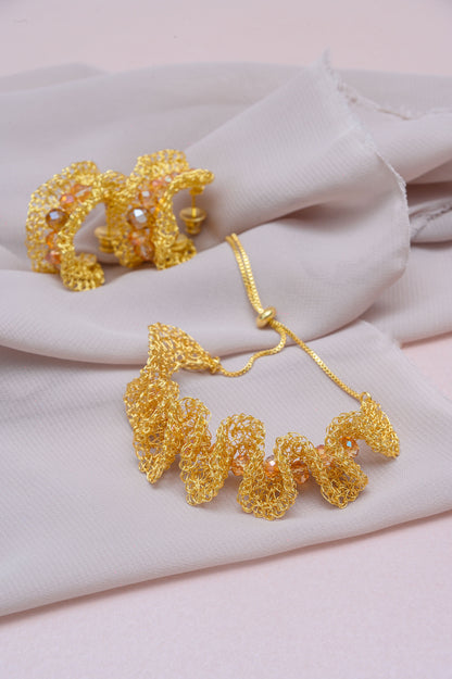 Amber-Gold-Nalu-cuff-earrings-Handmade-Crochet-Bracelet-ps-handmade-crochet-bracelet-with-unique-design-18k-gold-filled-wire-hypoallergenic-lightweight-statement