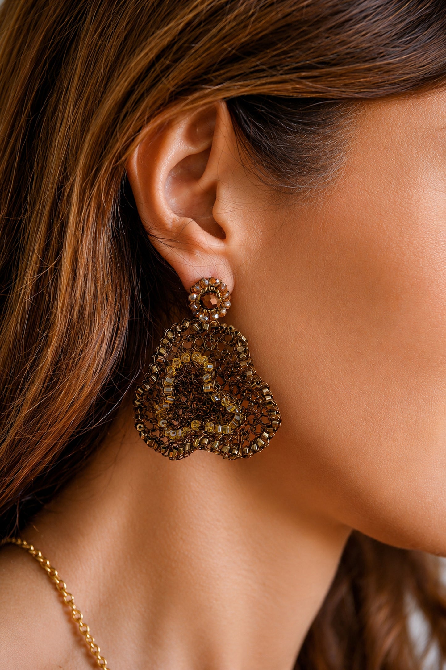 Sepia Mix Jasmine Handmade Crochet Earrings