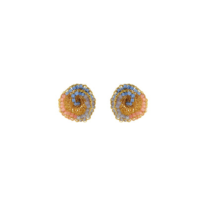 Organic-Floral-soft-pink-blue-Gold-Jasmine-Mini-Post-Handmade-Crochet-Earrings-18k-gold-filled-wire-hypoallergenic-lightweight-statement-soul-collection