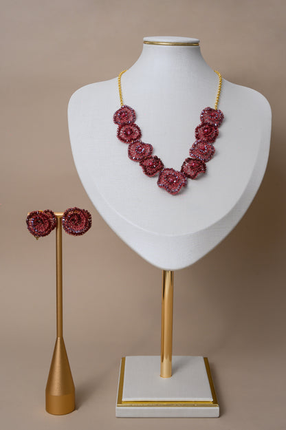 Burgundy Mix Jasmine Handmade Crochet Necklace