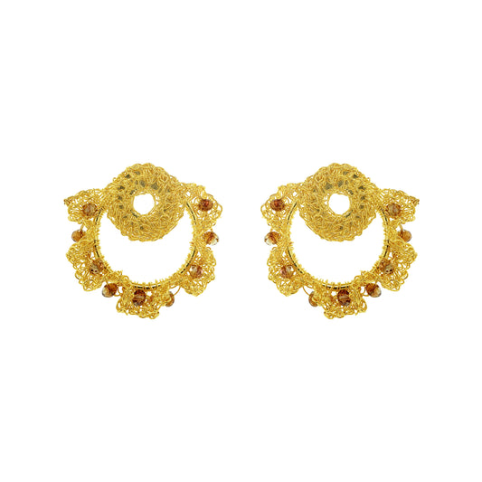 Amber-Gold-Nalu-Circle-Post-Handmade-Crochet-Earrings-handmade-crochet-circle-post-with-unique-design-18k-gold-filled-wire-hypoallergenic-lightweight-statement-jewelry